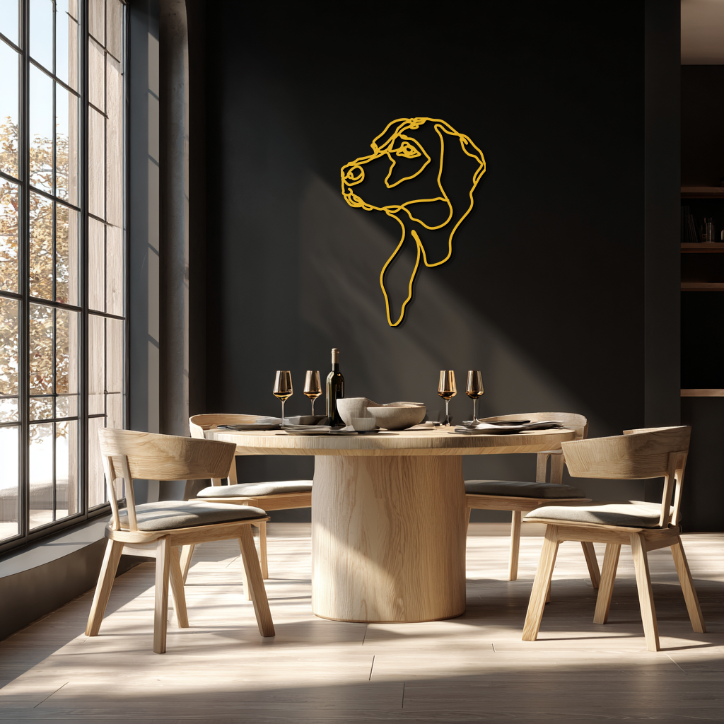 Minimalist Dog Line Art - Modern Metal Wall Decor - KAF027
