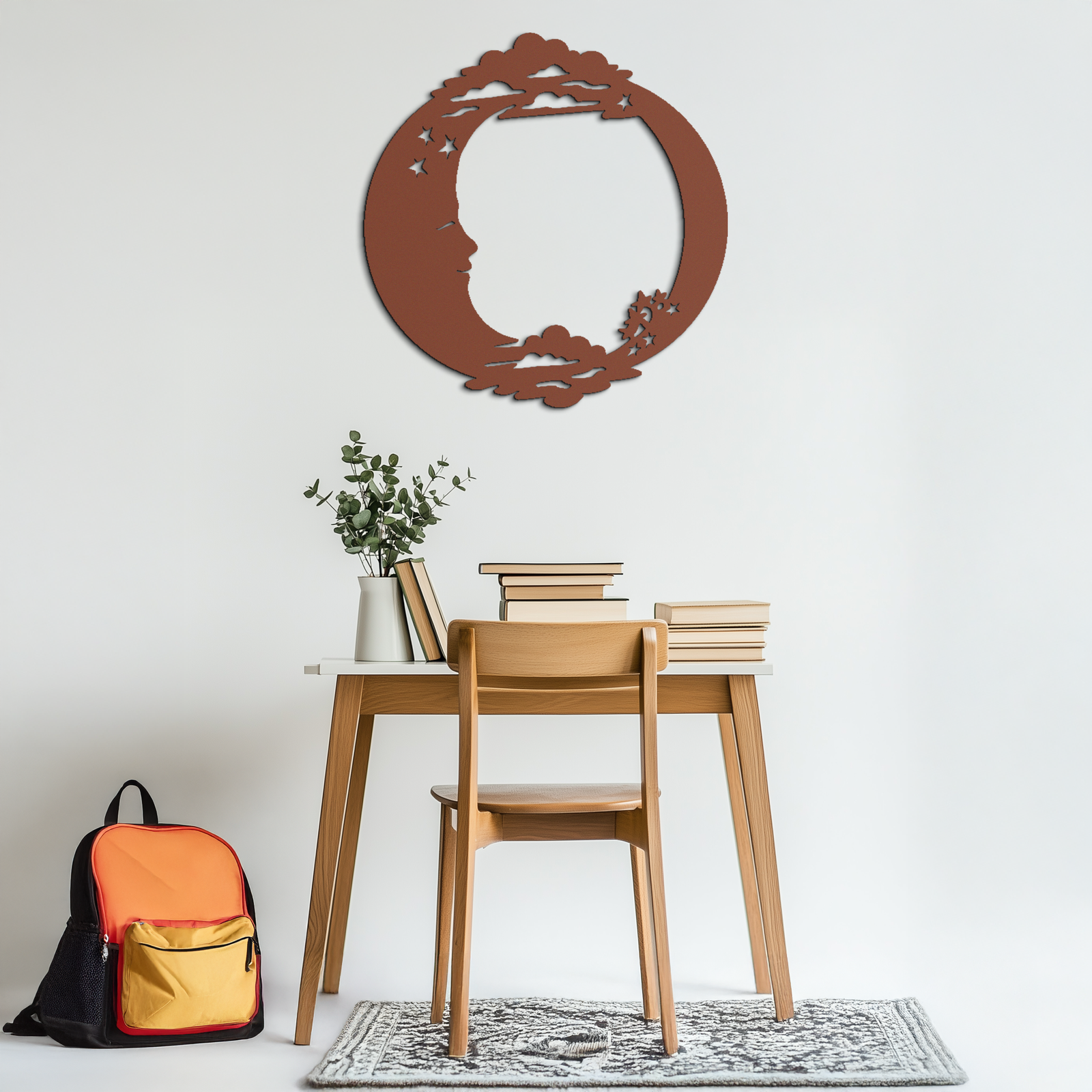 Moon & Stars Metal Wall Art - Celestial-Inspired Steel Wall Decor - KAF029