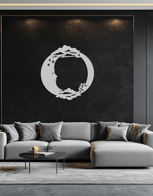 Load image into Gallery viewer, Moon & Stars Metal Wall Art - Celestial-Inspired Steel Wall Decor - KAF029