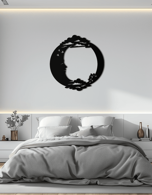 Load image into Gallery viewer, Moon & Stars Metal Wall Art - Celestial-Inspired Steel Wall Decor - KAF029