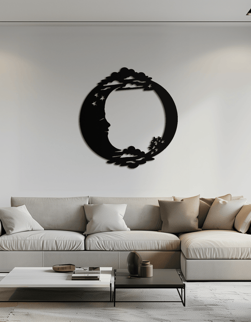 Load image into Gallery viewer, Moon & Stars Metal Wall Art - Celestial-Inspired Steel Wall Decor - KAF029