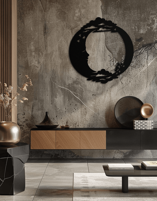 Load image into Gallery viewer, Moon & Stars Metal Wall Art - Celestial-Inspired Steel Wall Decor - KAF029