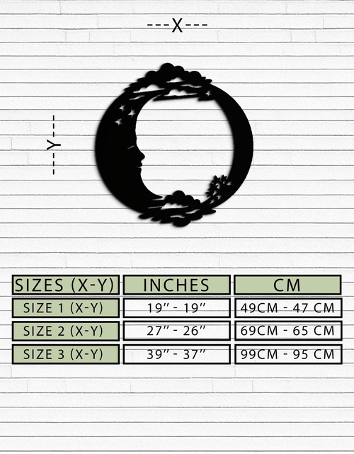 Load image into Gallery viewer, Moon & Stars Metal Wall Art - Celestial-Inspired Steel Wall Decor - KAF029