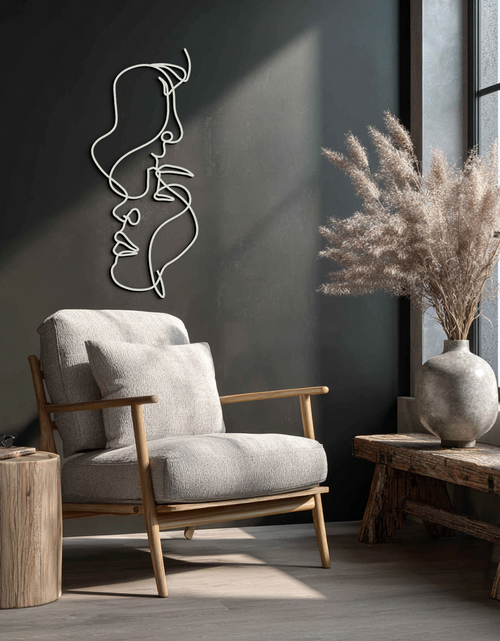 Load image into Gallery viewer, Abstract Lovers Metal Wall Art - Modern Minimalist Line Art - KAF031