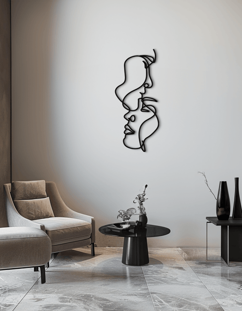 Load image into Gallery viewer, Abstract Lovers Metal Wall Art - Modern Minimalist Line Art - KAF031