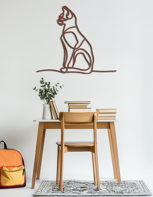 Load image into Gallery viewer, Cat Line Art Metal Wall Art - Modern Minimalist Steel Decor - KAF032