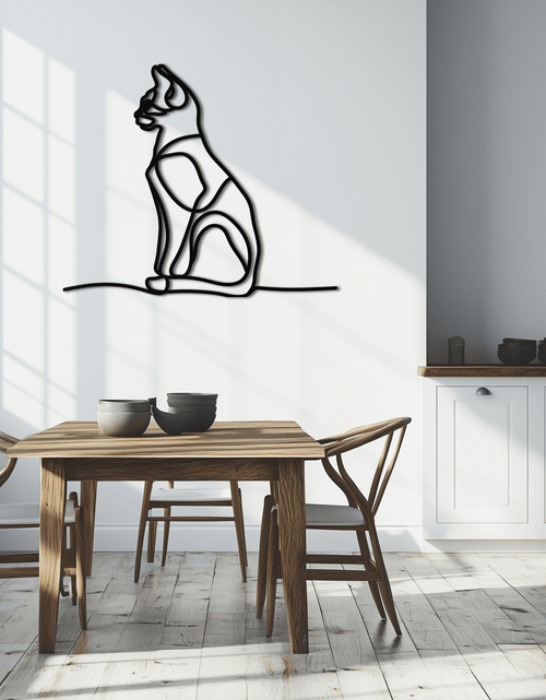 Load image into Gallery viewer, Cat Line Art Metal Wall Art - Modern Minimalist Steel Decor - KAF032