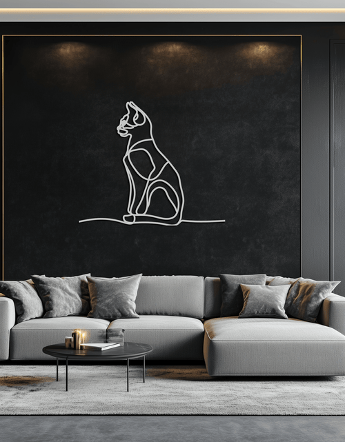 Load image into Gallery viewer, Cat Line Art Metal Wall Art - Modern Minimalist Steel Decor - KAF032