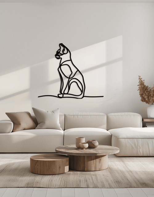 Load image into Gallery viewer, Cat Line Art Metal Wall Art - Modern Minimalist Steel Decor - KAF032