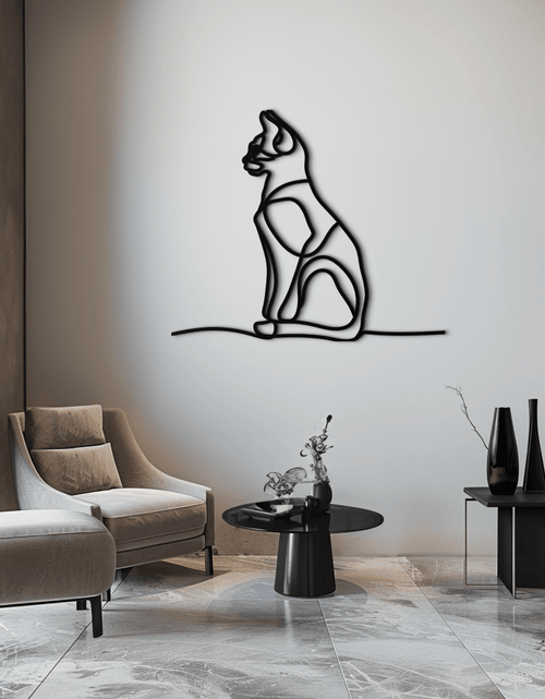 Load image into Gallery viewer, Cat Line Art Metal Wall Art - Modern Minimalist Steel Decor - KAF032