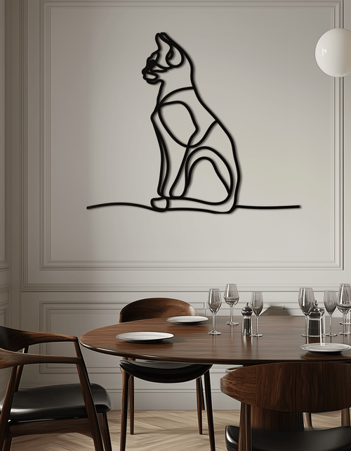 Load image into Gallery viewer, Cat Line Art Metal Wall Art - Modern Minimalist Steel Decor - KAF032