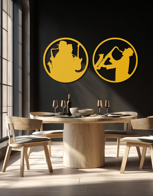 Load image into Gallery viewer, Jazz Musician Metal Wall Art - Set of 2 Steel Wall Decor Pieces - KAF038