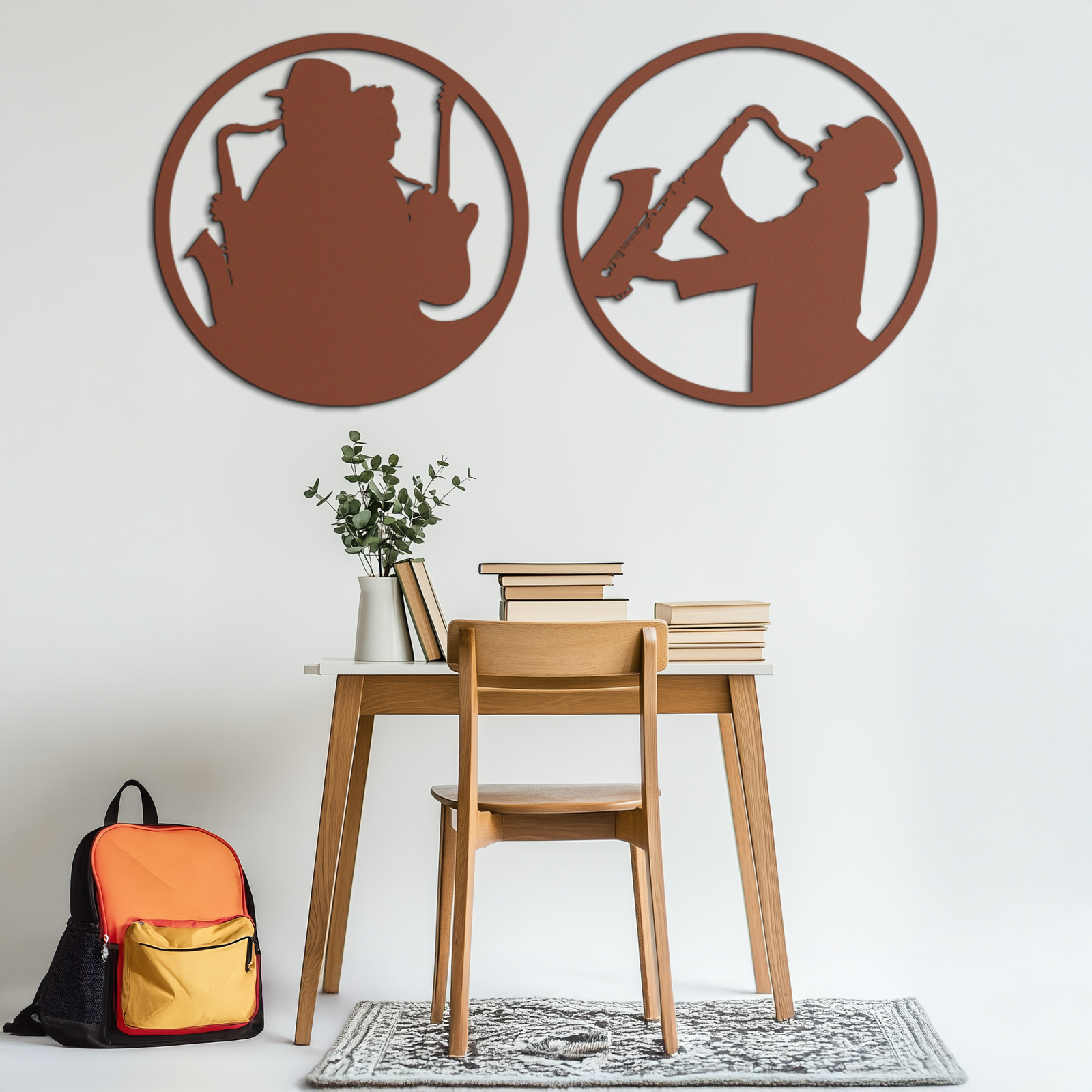 Jazz Musician Metal Wall Art - Set of 2 Steel Wall Decor Pieces - KAF038