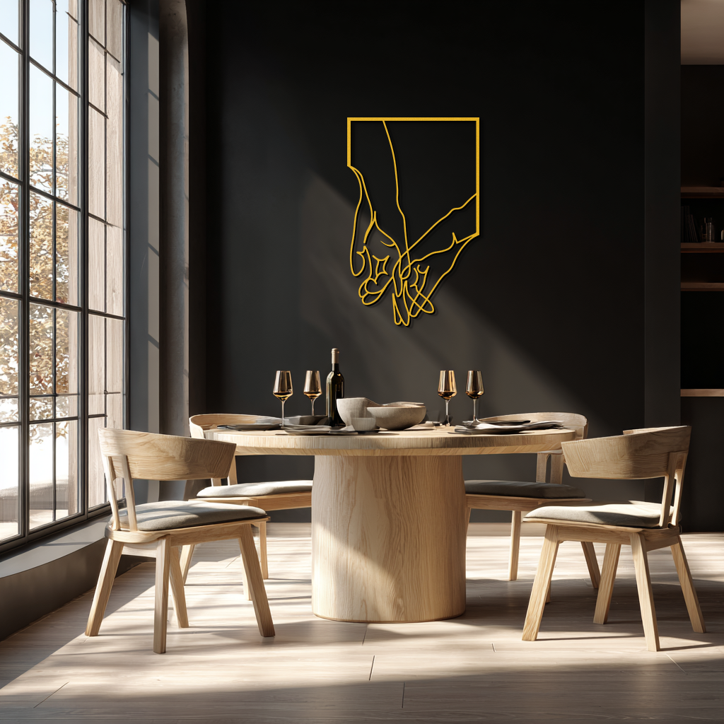 Romantic Hands Metal Wall Art - Minimalist Steel Wall Decor for Home & Bedroom - KAF039