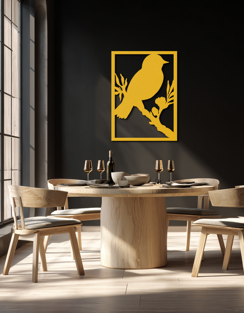 Load image into Gallery viewer, Bird on Branch Metal Wall Art - Modern Steel Decor for Home & Office - KAF043