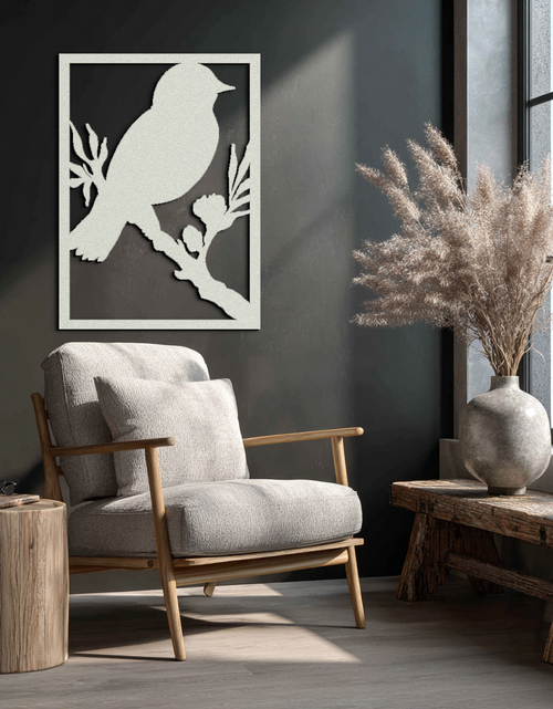 Load image into Gallery viewer, Bird on Branch Metal Wall Art - Modern Steel Decor for Home & Office - KAF043