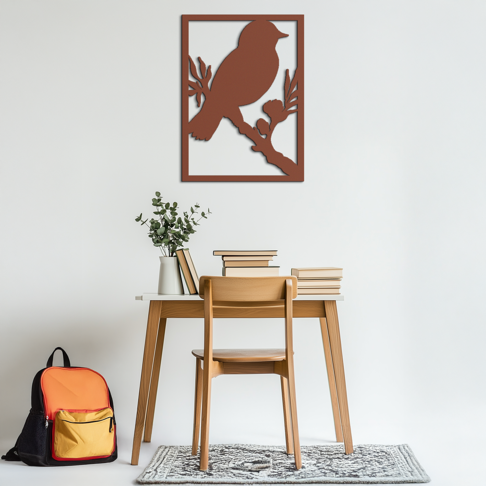Bird on Branch Metal Wall Art - Modern Steel Decor for Home & Office - KAF043