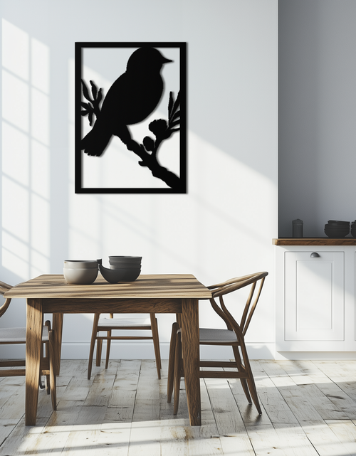 Load image into Gallery viewer, Bird on Branch Metal Wall Art - Modern Steel Decor for Home & Office - KAF043