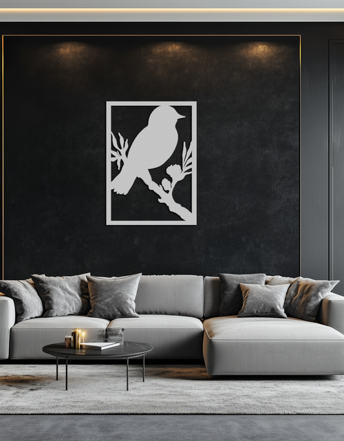 Load image into Gallery viewer, Bird on Branch Metal Wall Art - Modern Steel Decor for Home & Office - KAF043