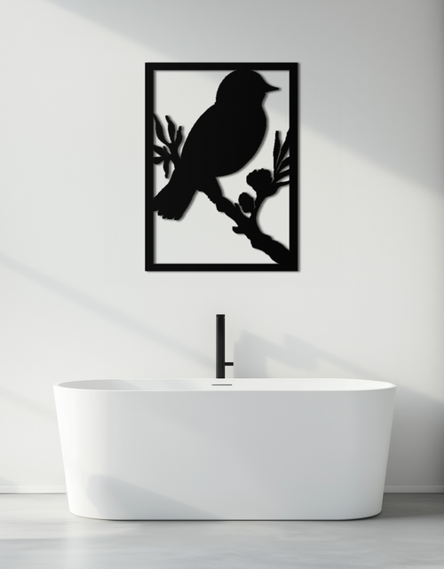 Load image into Gallery viewer, Bird on Branch Metal Wall Art - Modern Steel Decor for Home & Office - KAF043