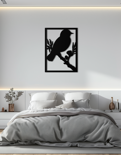 Load image into Gallery viewer, Bird on Branch Metal Wall Art - Modern Steel Decor for Home & Office - KAF043