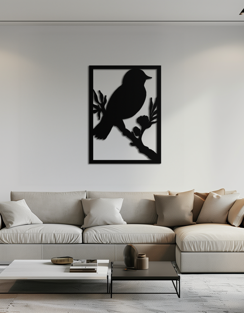 Load image into Gallery viewer, Bird on Branch Metal Wall Art - Modern Steel Decor for Home & Office - KAF043