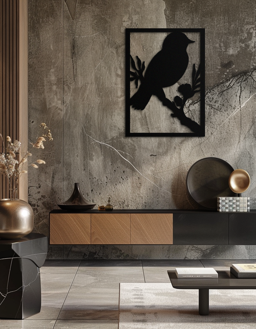 Load image into Gallery viewer, Bird on Branch Metal Wall Art - Modern Steel Decor for Home & Office - KAF043
