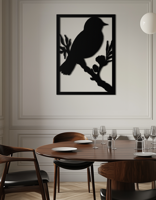 Load image into Gallery viewer, Bird on Branch Metal Wall Art - Modern Steel Decor for Home & Office - KAF043