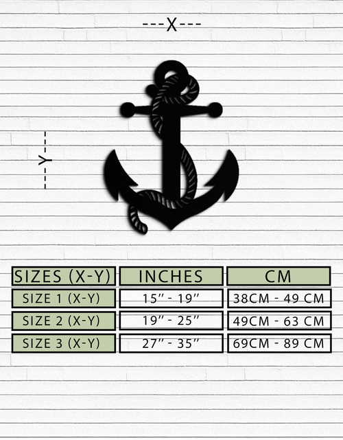 Load image into Gallery viewer, Nautical Anchor Metal Wall Art - Steel Wall Decor for Home and Office - KAF044