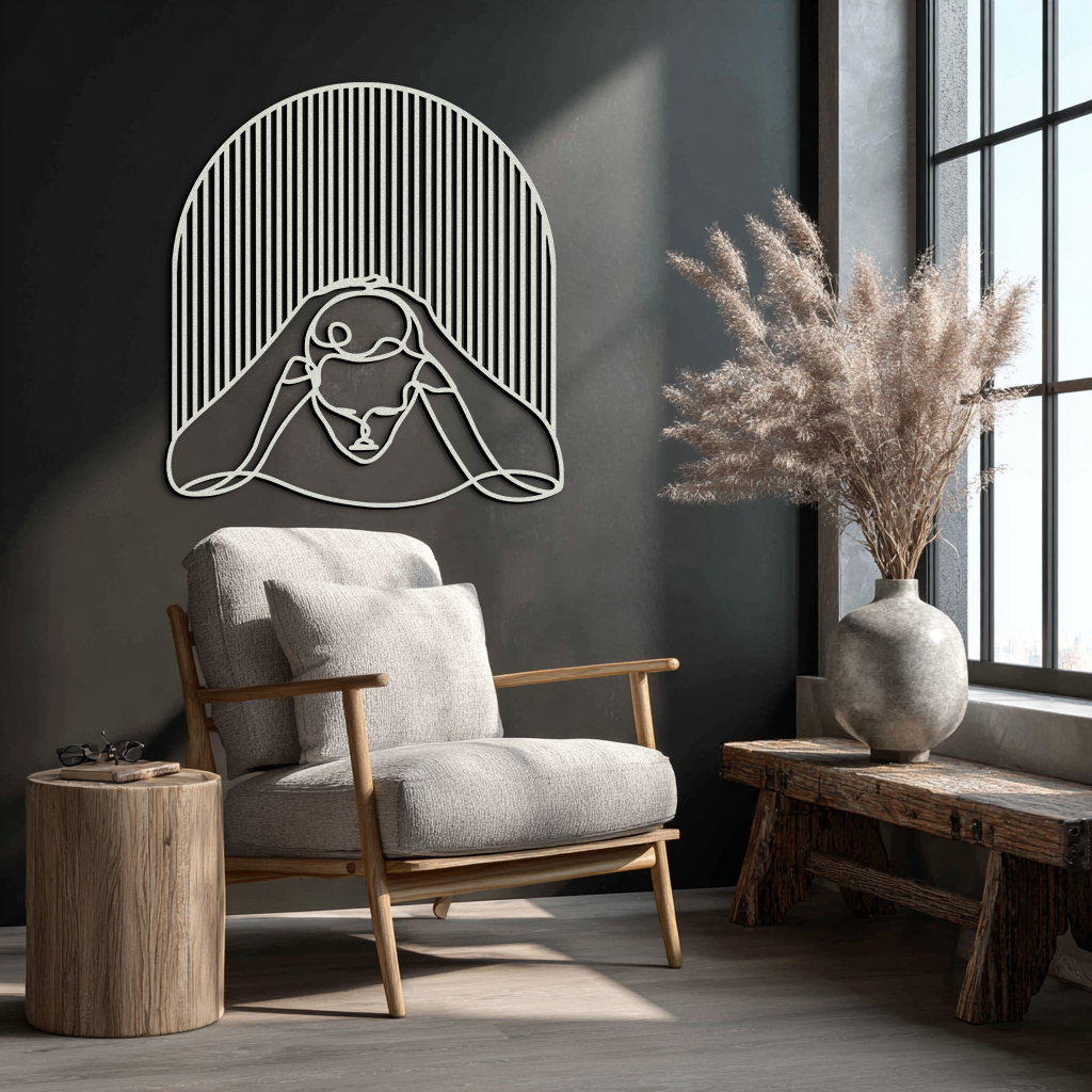 Minimalist Line Art Woman Metal Wall Art - Modern Steel Wall Decor - KAF045