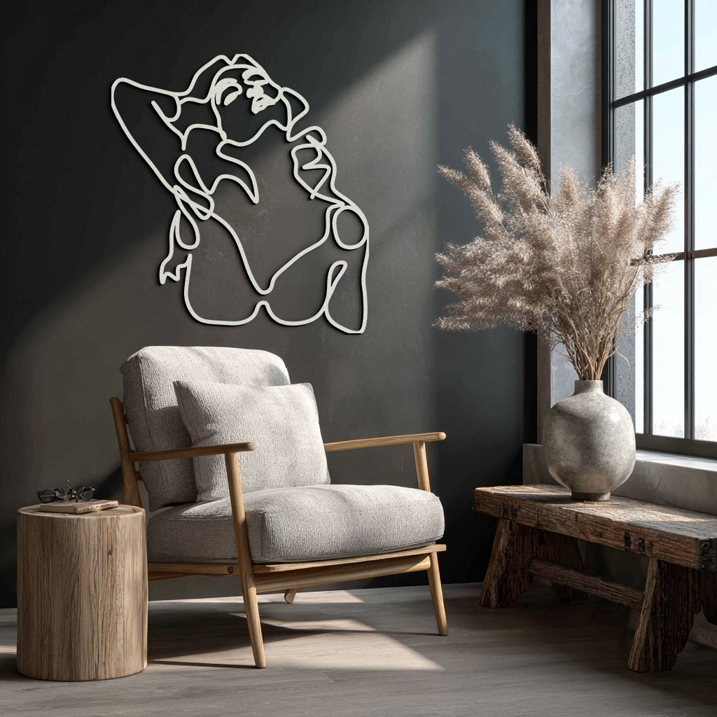 Minimalist Woman Metal Wall Art - Steel Wall Decor for Home and Office - KAF046