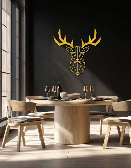 Load image into Gallery viewer, Geometric Deer Head Metal Wall Art - Modern Steel Decor - KAF048
