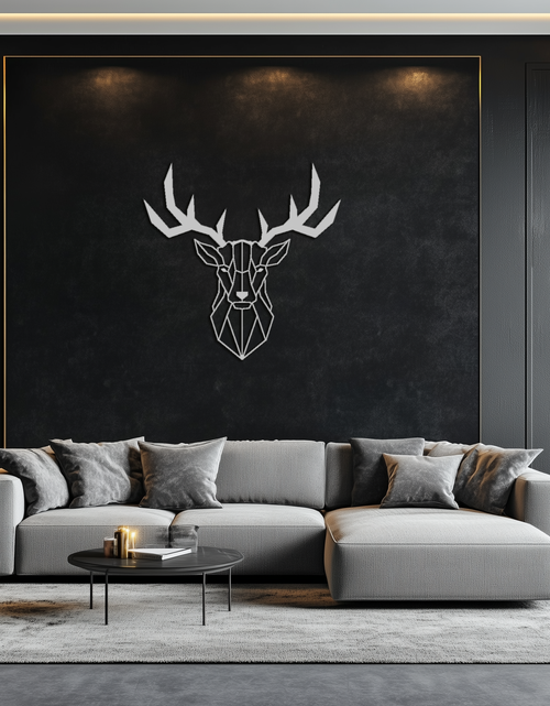 Load image into Gallery viewer, Geometric Deer Head Metal Wall Art - Modern Steel Decor - KAF048