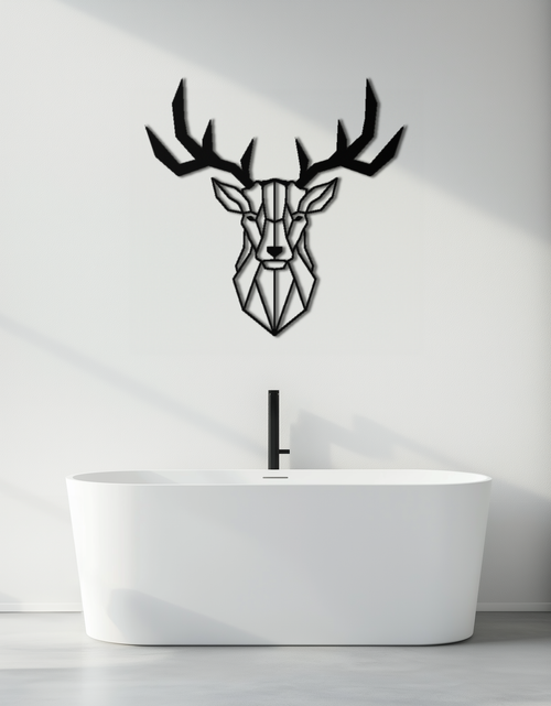 Load image into Gallery viewer, Geometric Deer Head Metal Wall Art - Modern Steel Decor - KAF048