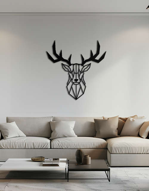 Load image into Gallery viewer, Geometric Deer Head Metal Wall Art - Modern Steel Decor - KAF048