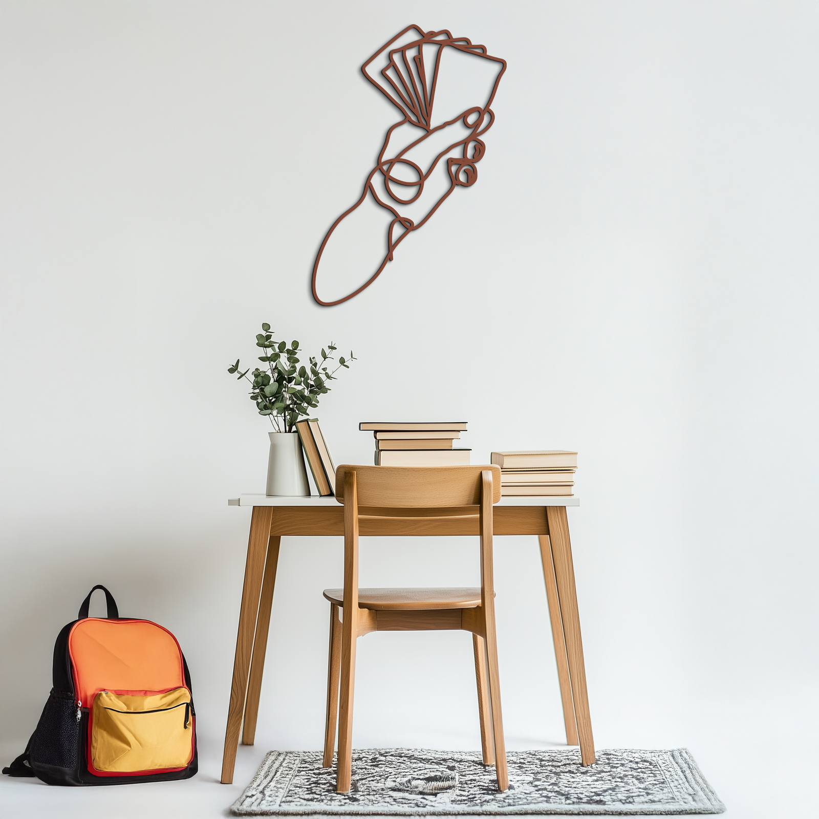 Geometric Hand Holding Cards - Minimalist Metal Wall Art - KAF049