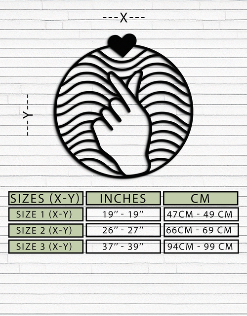 Load image into Gallery viewer, Heart Finger Love Sign Metal Wall Art - Round Minimalist Steel Decor - KAF056