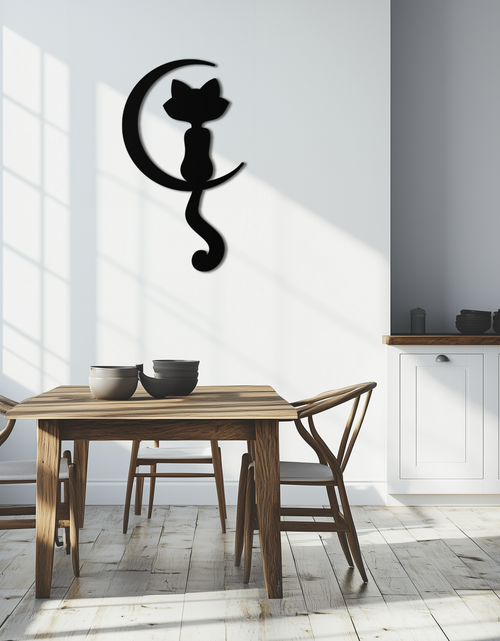 Load image into Gallery viewer, Moonlight Cat Metal Wall Art - Elegant Feline Silhouette Decor - KAF058
