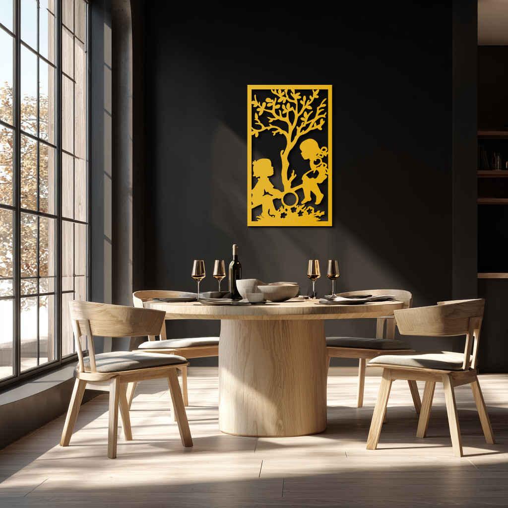 Playful Childhood Metal Wall Art - Nostalgic Minimalist Steel Decor - KAF060