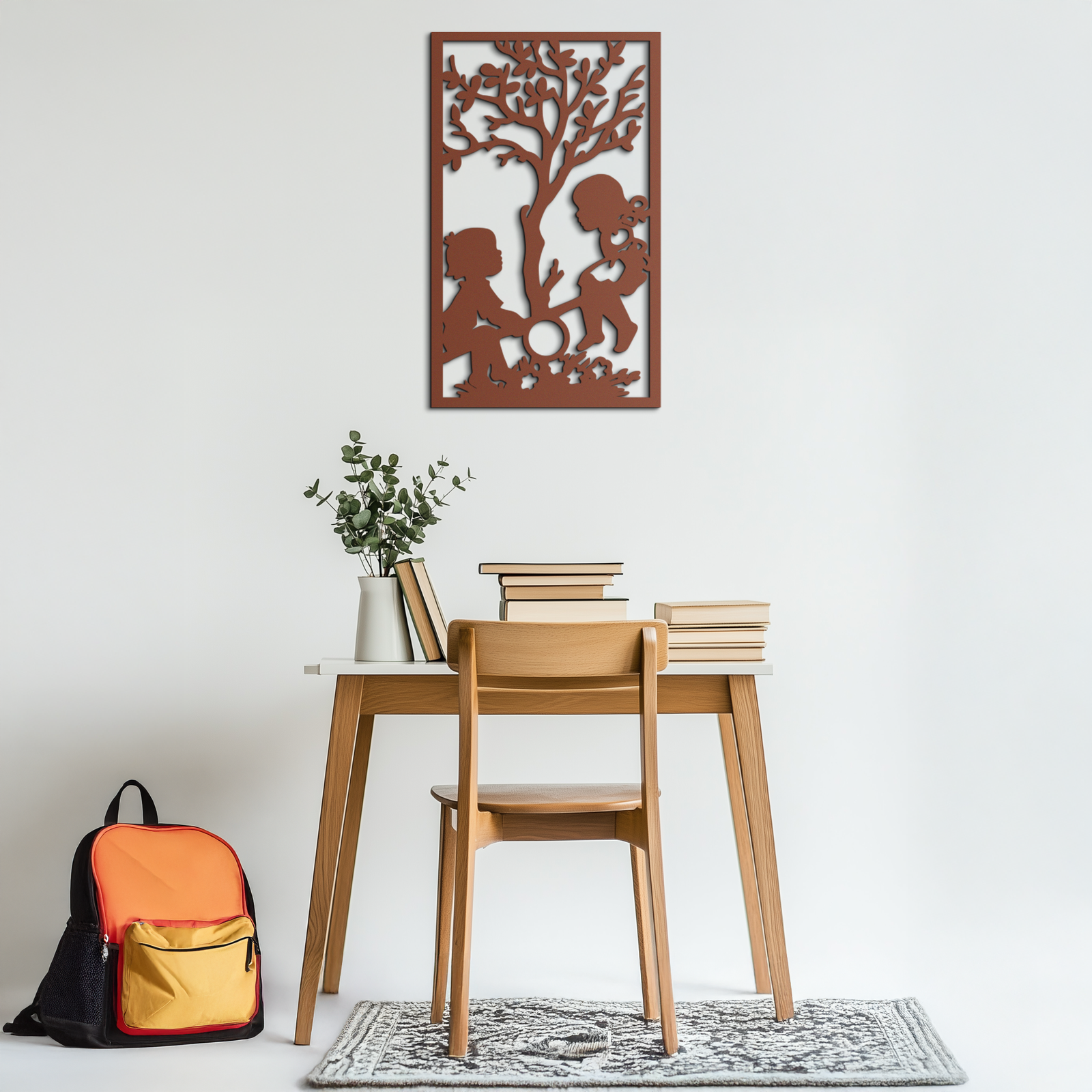 Playful Childhood Metal Wall Art - Nostalgic Minimalist Steel Decor - KAF060