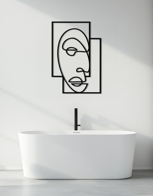 Load image into Gallery viewer, Abstract Minimalist Face Metal Wall Art – Modern Geometric Line Art - KAF064