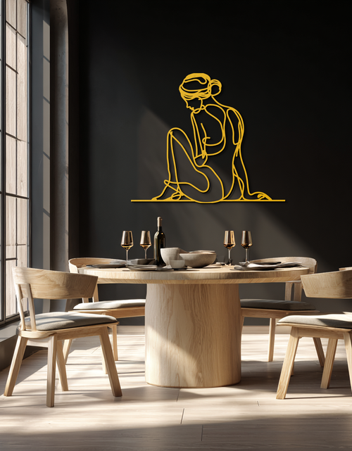 Load image into Gallery viewer, Minimalist Sitting Woman Metal Wall Art - Elegant Modern Line Art Decor - KAF065