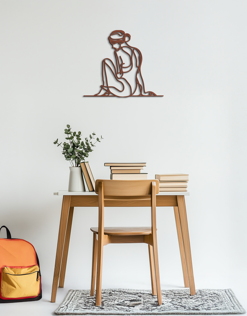 Load image into Gallery viewer, Minimalist Sitting Woman Metal Wall Art - Elegant Modern Line Art Decor - KAF065