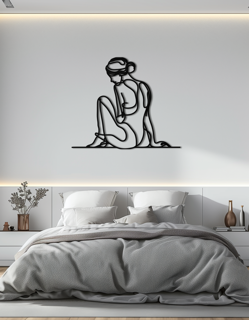 Load image into Gallery viewer, Minimalist Sitting Woman Metal Wall Art - Elegant Modern Line Art Decor - KAF065