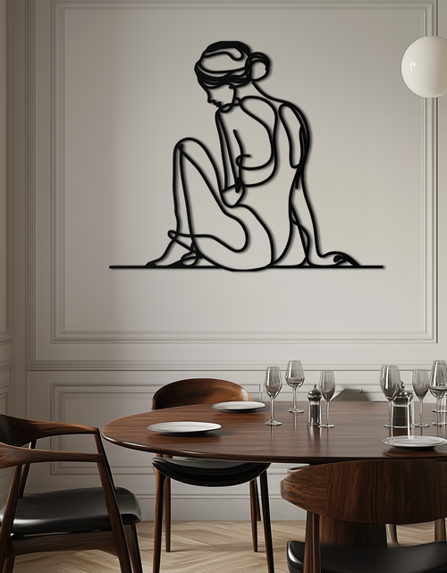 Load image into Gallery viewer, Minimalist Sitting Woman Metal Wall Art - Elegant Modern Line Art Decor - KAF065