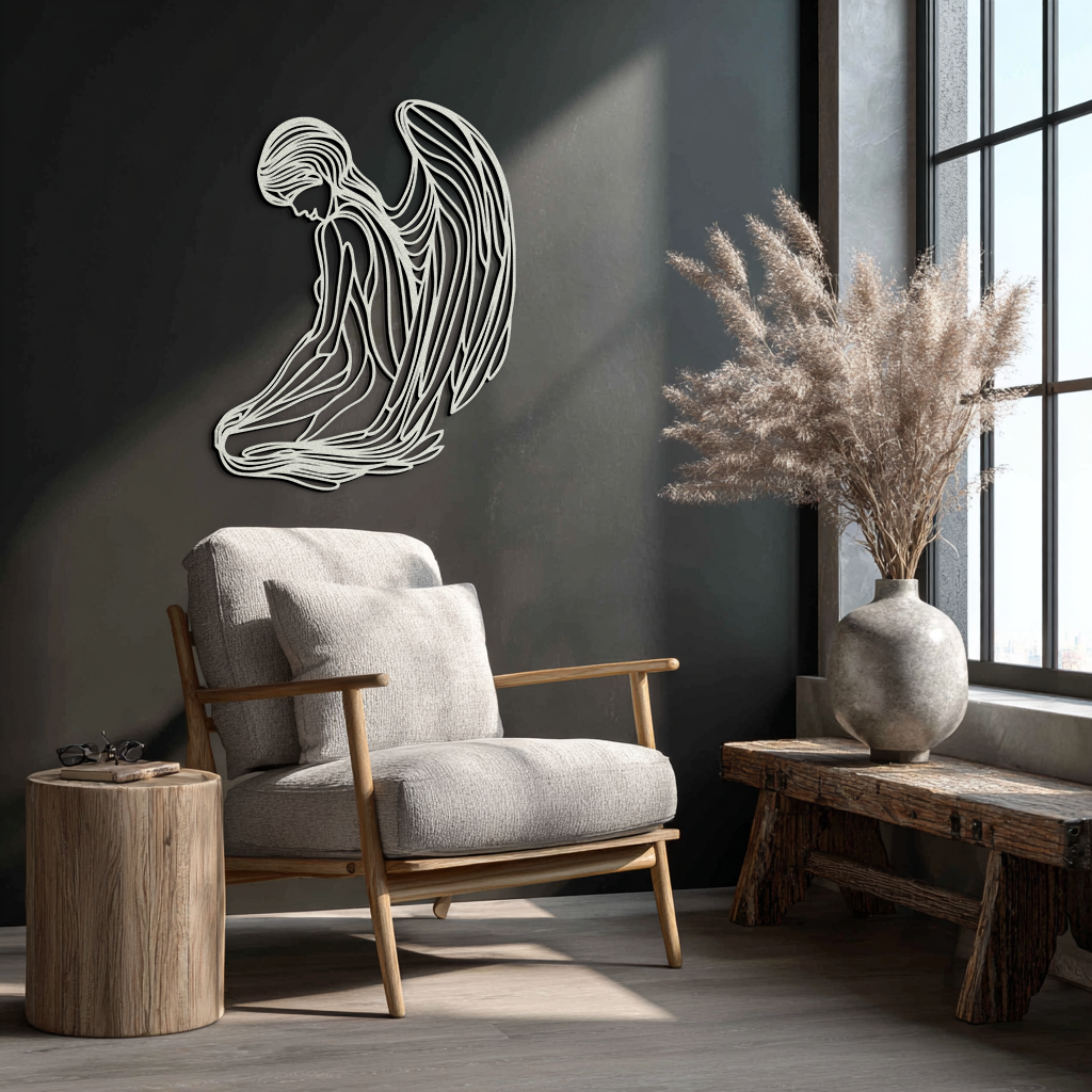 Ethereal Angel Metal Wall Art - Elegant and Serene Decorative Piece - KAF067