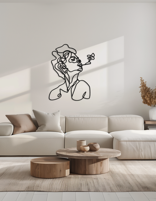 Load image into Gallery viewer, Abstract Female Line Art Metal Wall Decor – Modern Minimalist Face Sculpture - KAF071