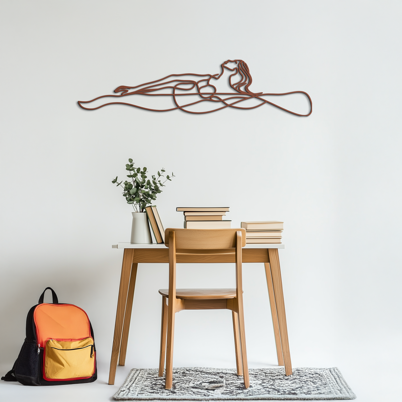Reclining Woman Metal Wall Art - Minimalist Line Art Decor - KAF079