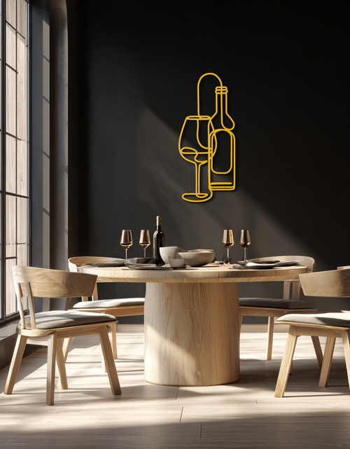 Load image into Gallery viewer, Wine Bottle & Glass Metal Wall Art - Modern Minimalist Bar Decor - KAF081