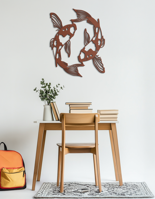 Load image into Gallery viewer, Koi Fish Yin Yang Metal Wall Art - Zen Inspired Steel Wall Decor - KAF083